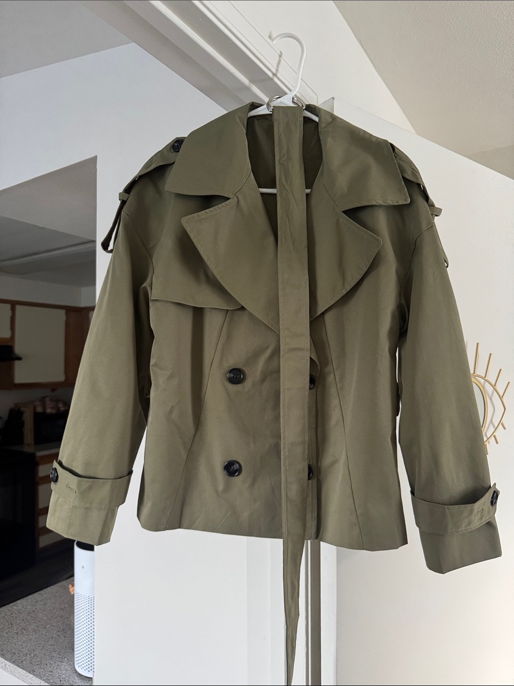 Amazon Olive Green Short Trench Coat